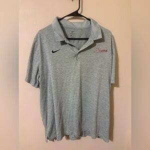 Nike Heather Gray Polo Shirt with Embroidered Logo Atl Braves
